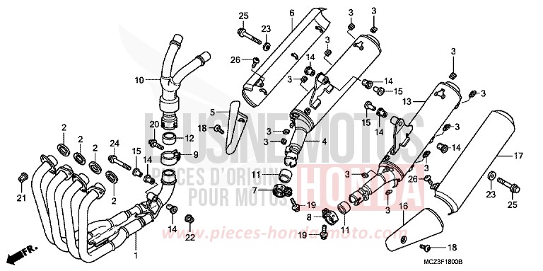 ABGAS-SCHALLDAEMPFER von Hornet 900 DIGITAL SILVER METALLIC (NHA30) von 2007